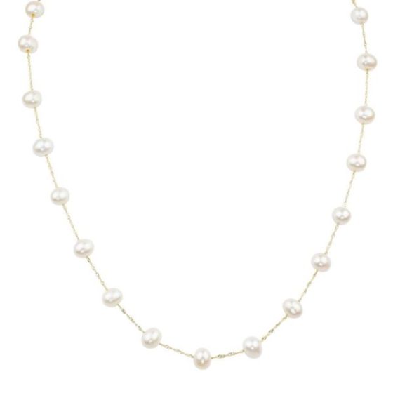LALI Jewels 14K White Gold White Fresh Water Pearl Necklace