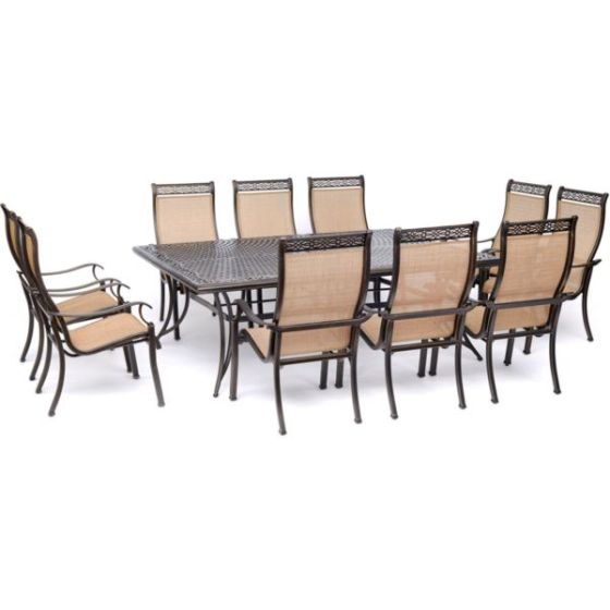 Manor 11-Piece Dining Set with 10 Sling Chairs and an Extra-Large 60