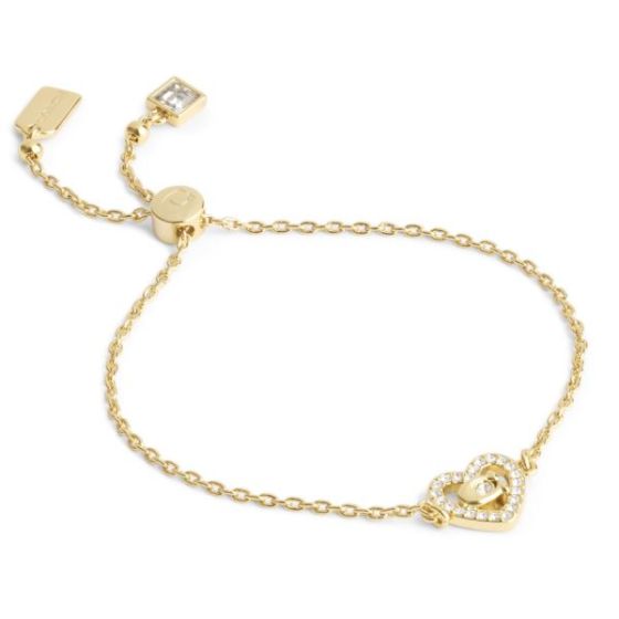 Signature C Pave Heart Slider Bracelet - Crystal/Gold