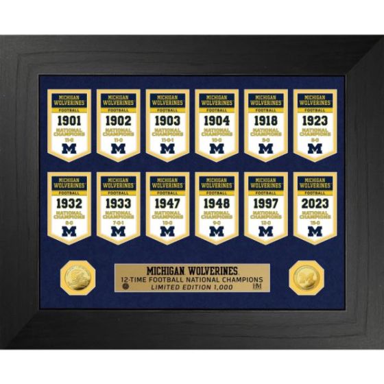Michigan Wolverines Championship Banner Deluxe Photo Mint