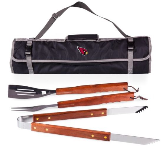New England Patriots - 3-Piece BBQ Tote & Grill Set, (Black with Gray Accents)