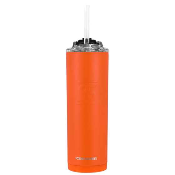 IceShaker 20oz Insulated Stainless Steel Skinny - Tumbler w/Straw & Lid-Orange
