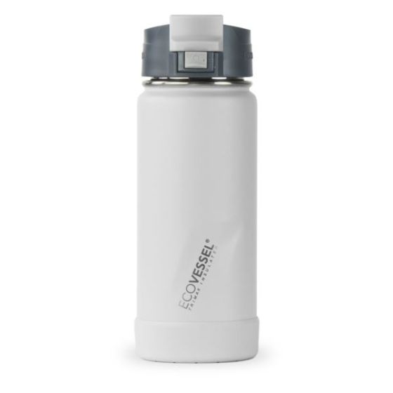EcoVessel Perk 16 oz Insulated Coffee Travel Mug Tumbler w/Tea Strainer - Whiteout