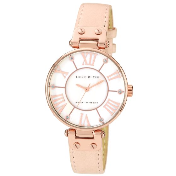 Women's Pink Leather Strap Watch