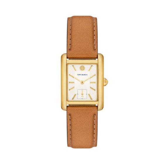 Ladies' Eleanor Gold & Brown Leather Strap Watch Cream Dial