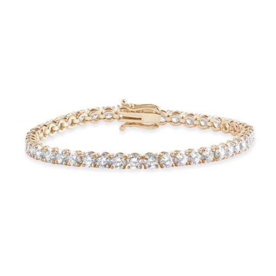 Bright White Privilege Round Lab Grown Diamond Tennis Bracelet in 14K Yellow Gold 9.50ct,EF,VS1 VS2