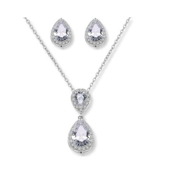 CZ Teardrop Jewelry Set