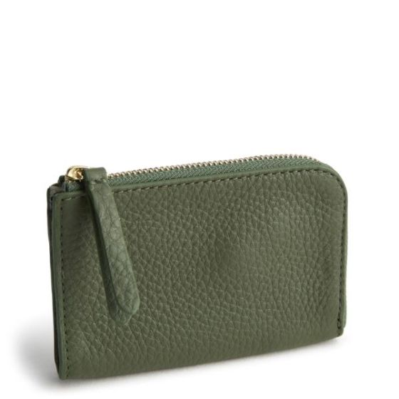 Zip Card Pouch-Bronze Green-Leather