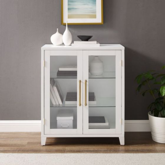 Roarke Stackable Glass Door Kitchen Pantry Storage Cabinet