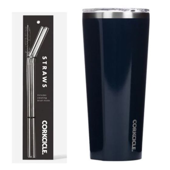Tumbler & Stainless Straw Set-Gloss Navy