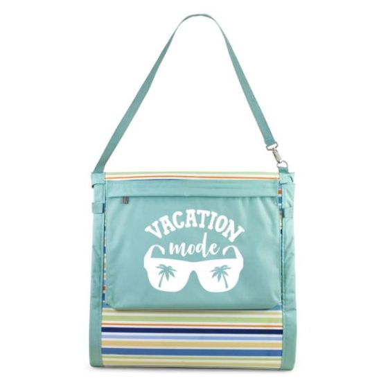 Beach Sayings - Beachcomber Chair - Sky Blue with Multi Stripe Pattern, Vacation Mode