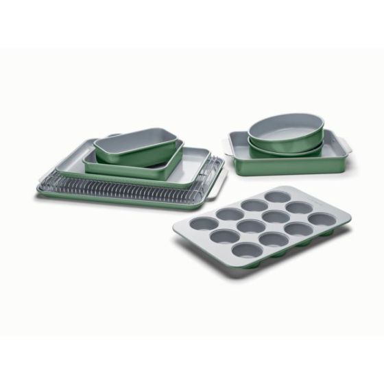 11pc Non-Toxic Nonstick Ceramic Mega Bakeware Set Sage