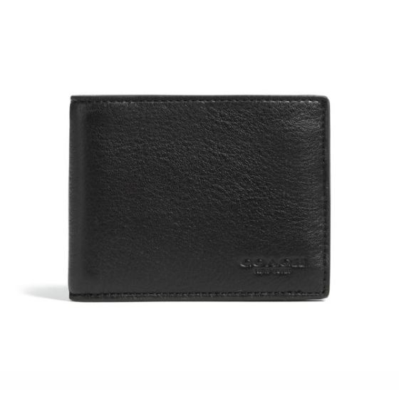 Mens Sport Leather Slim Billfold - Black