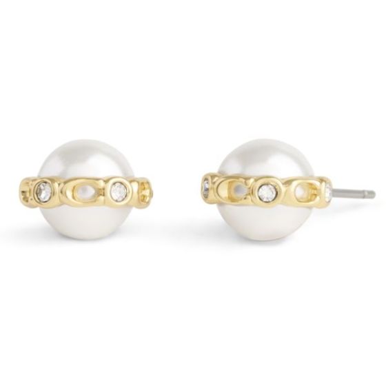 Vintage Charms Signature Pearl Stud Earrings - Pearl/Gold