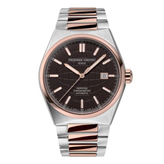 Men's Frederique Constant HIGHLIFE AUTOMATIC Stainless Steel Bracelet watch, Brown dial