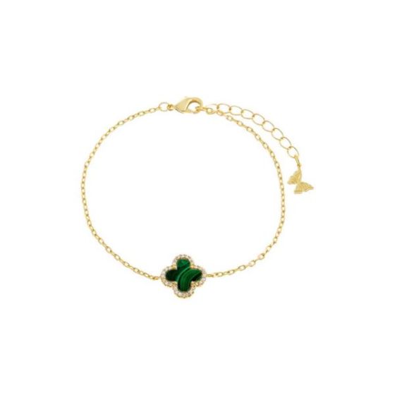 Pave Outlined Four Leaf Clover Bracelet Size 7