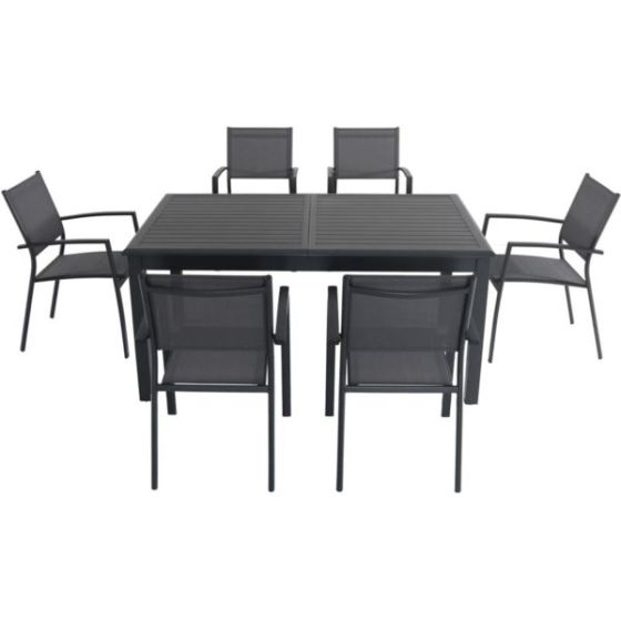 Cameron 7-Piece Expandable Dining Set with 6 Sling Dining Chairs and a 40