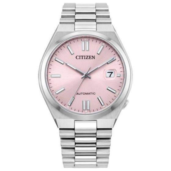 Unisex Tsuyosa Stainless Steel Bracelet watch, Pink dial