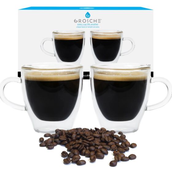 Glassware: Double Walled Espresso Turin Cup - 2 x 140ml/4.7 fl. oz with handle