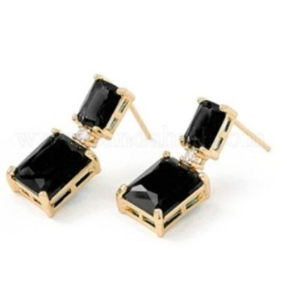 Black CZ Dangle Earring