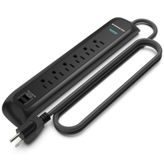 Monster Power Strip/Surge Protector 6 Outlets - Black