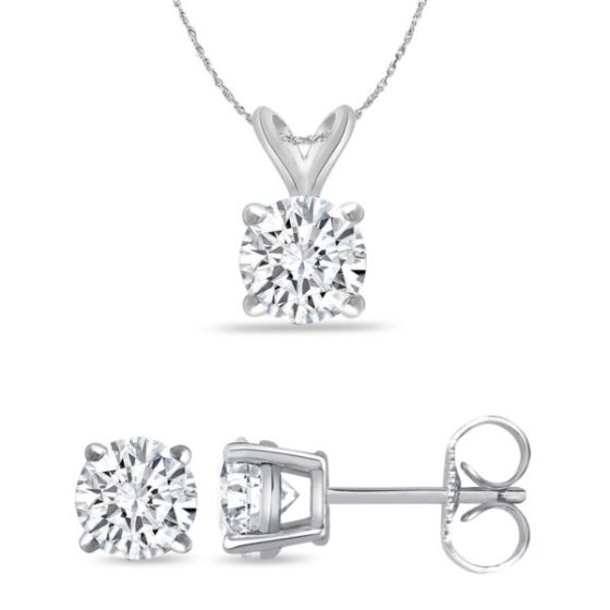 Bright White Round Lab Grown Diamond Set  in 14K White Gold 1.00ct, Color-FG, Clarity-VVS