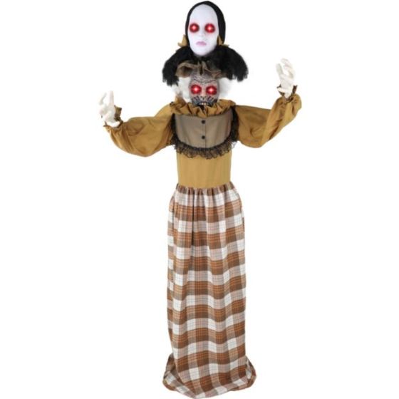 Lifesize Animatronic Haunted Woman with Lights and Sound, Indoor/Covered Outdoor Halloween Decoratio