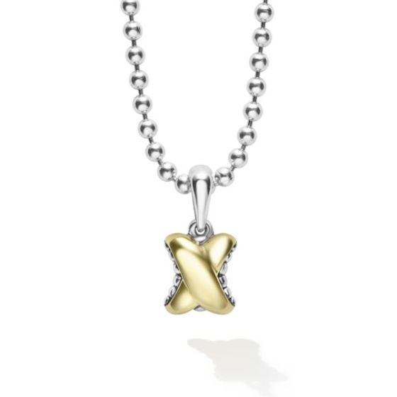 Two-Tone X Pendant Necklace Size 18