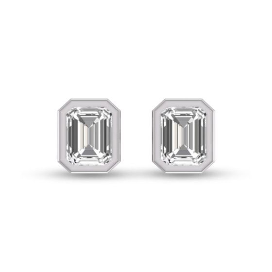Lab Grown 1 CT Emerald Bezel Set Diamond Earrings