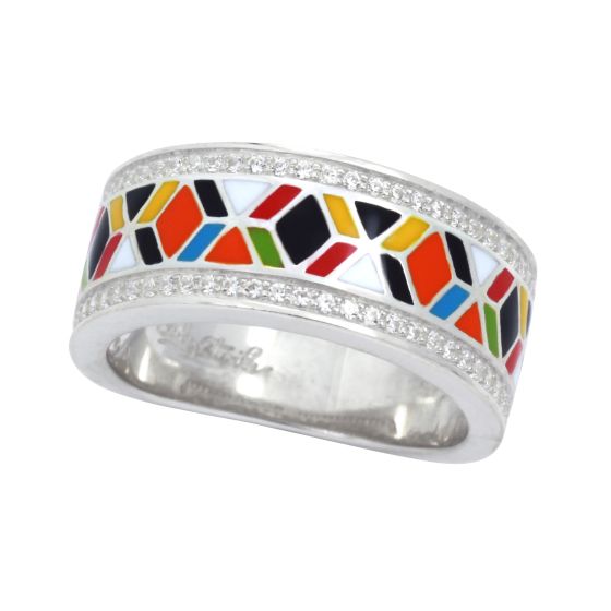 Belle Etoile Forma - Multicolor Enamel and White CZ Ring Size #8