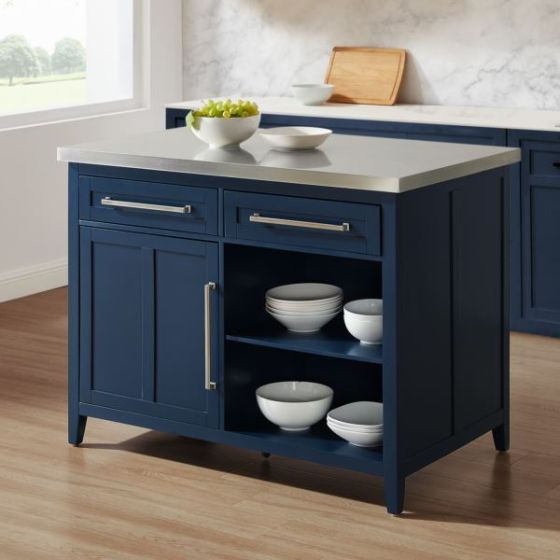 Silvia Stainless Steel Top Kitchen Island