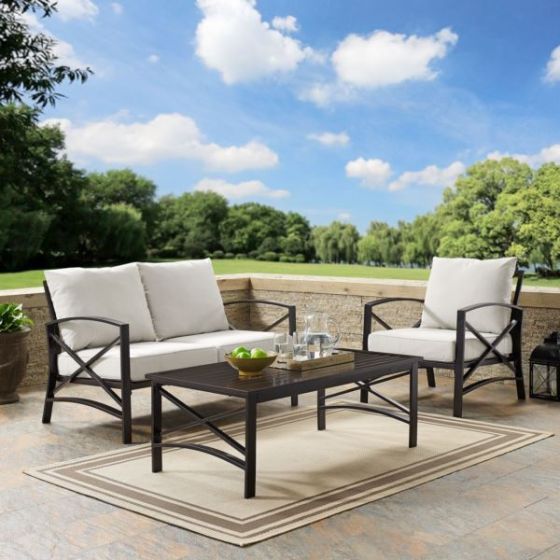 Kaplan 3Pc Outdoor Loveseat Patio Furniture Set