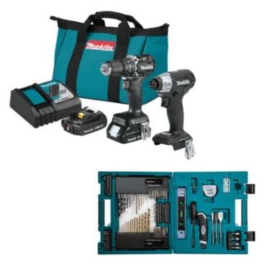 18V LXT Lithium-Ion Sub-Compact Brushless Cordless 2-Piece Kit w/ 104 Pc Metric Bit & Hand Tool Set