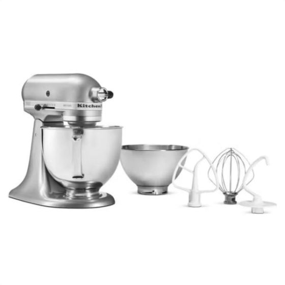 Value Bundle Artisan Series 5 Quart Tilt-Head Stand Mixer in Contour Silver with additional 3 Quart