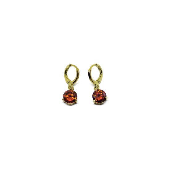 Gold Tone Cocktail Drop Earrings in Red