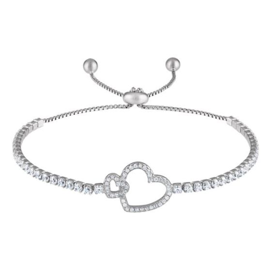 Sterling Silver Heart Bracelet Size 9