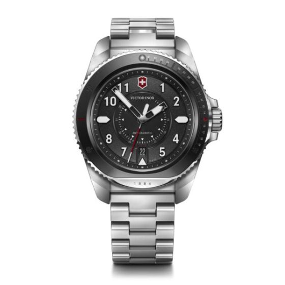 Journey, 43mm, Black Bezel, Black Dial, Stainless Steel Bracelet