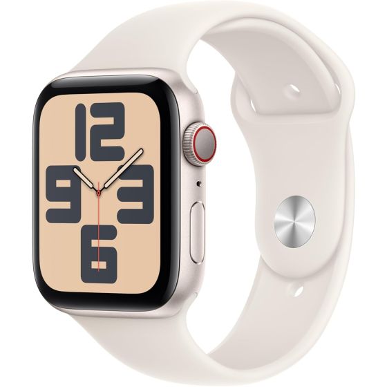 Apple Watch SE GPS + Cellular 44mm Starlight Aluminum Case with Starlight Sport Band - M/L