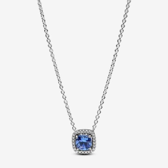 Sparkling Square Halo Pendant Necklace