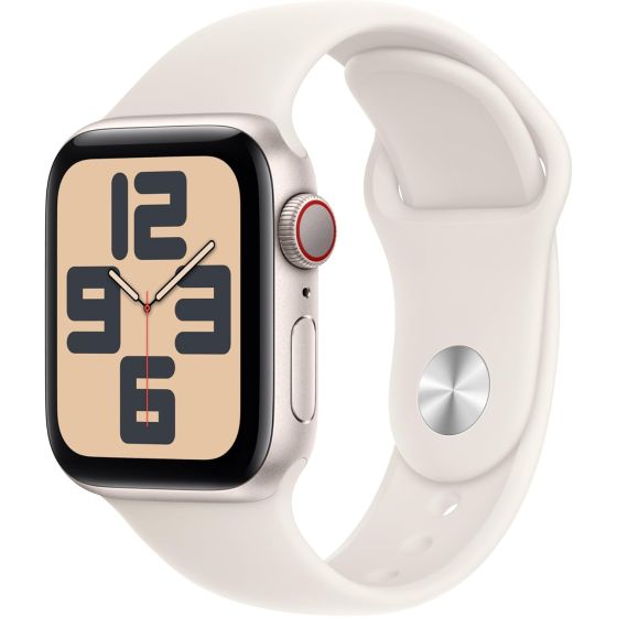 Apple Watch SE GPS + Cellular 40mm Starlight Aluminum Case with Starlight Sport Band - S/M