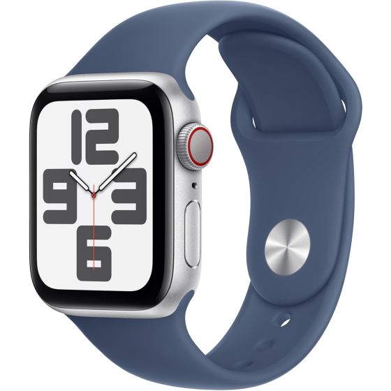 Apple Watch SE GPS + Cellular 40mm Silver Aluminum Case with Denim Sport Band - M/L