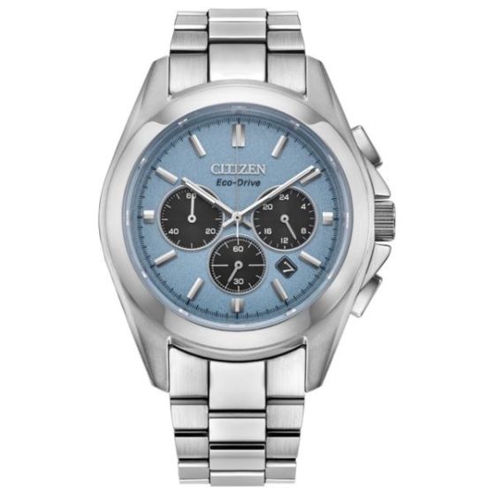 Men's Sport Luxury Stainless Steel Bracelet watch, Light Blue dial