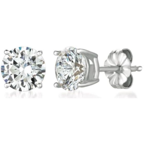 Crislu Solitaire Brilliant Stud Earrings Finished in Pure Platinum