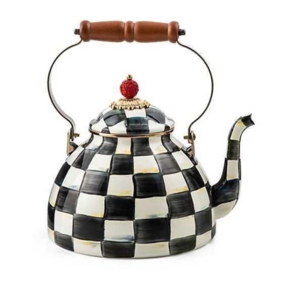Black Flower Market 3 Quart Tea Kettle