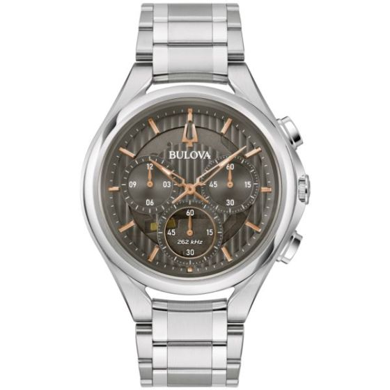 Men's CURV Chronograph Silver-Tone Stainless Steel Watch Gray Dial