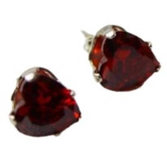 Red Heart Shaped CZ Earrings
