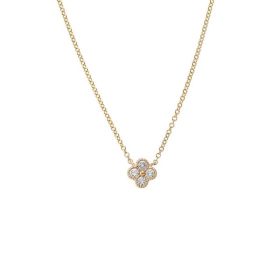 Diamond Four Leaf Clover Necklace 14K Size 18
