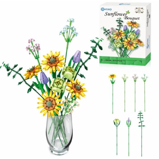 BK04 Sunflower Bouquet Flordal Collection Building Block Set - 975 PCS