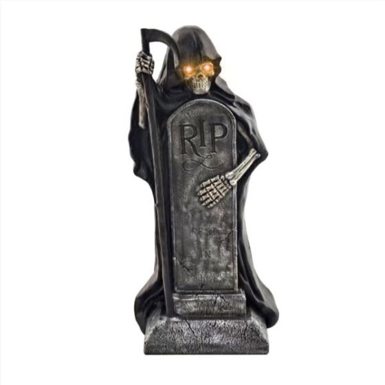 39-in. Grim Reaper Holding Sickle Statue with LED Eyes