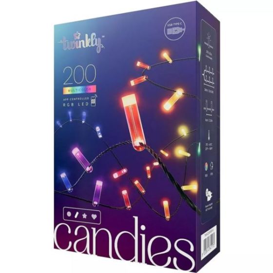Twinkly - Candies 200L 8MM Candle shape RGB transp USB-C